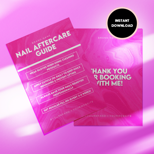 Thank You Card / Nail Aftercare - Nail Tech Pre-Made Template Design