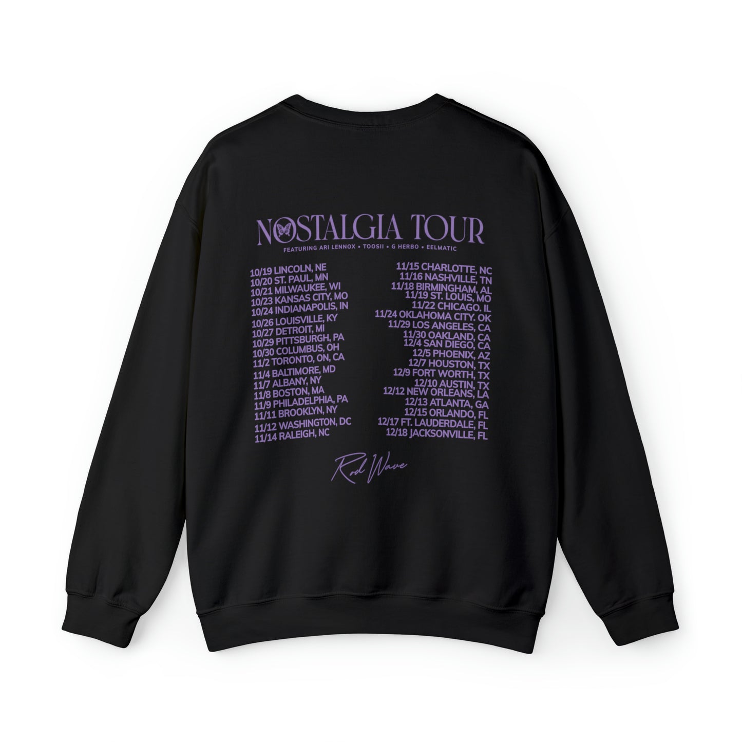 Purple Rod Wave Nostalgia Tour Crewneck Sweatshirt