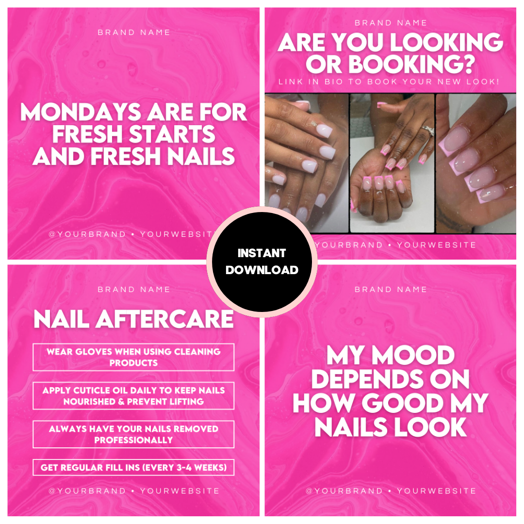 Nail Tech Pre-Made Template Design Bundle