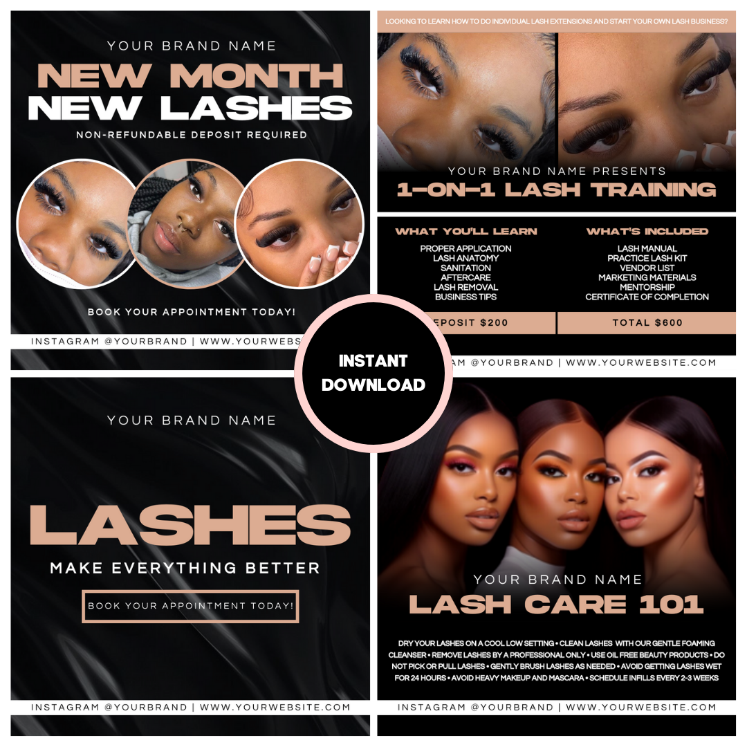 Lash Tech Pre-Made Template Design Bundle