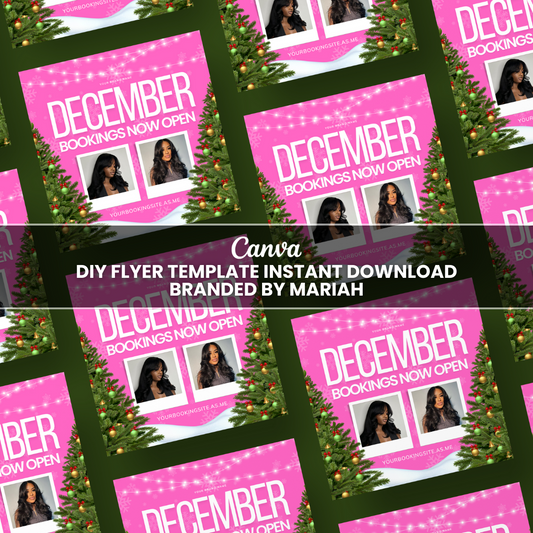 December Bookings Now Open Flyer Pre-Made Canva Template