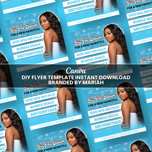 Tis The Season Hair Specials Flyer Pre-Made Canva Template