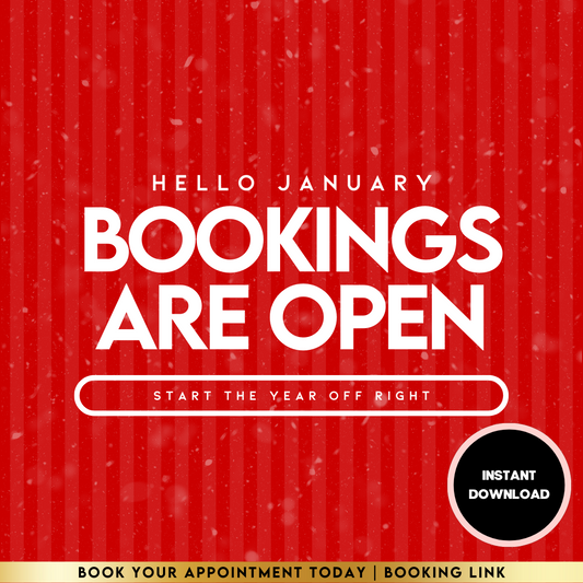 Bookings Open Red - Holiday/January Pre-Made Template Design